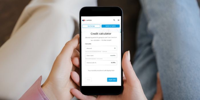 Capitec Bank Credit Calculator on Mobile