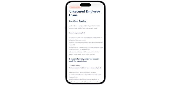 Vecto Finance on Mobile