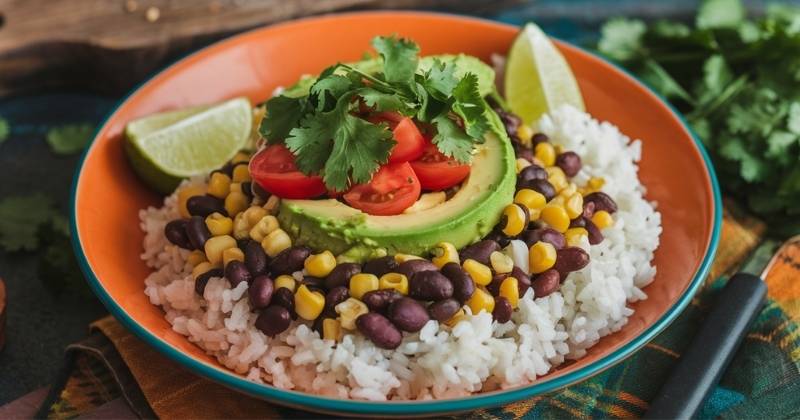 Vegetarian Burrito Bowl with Rice